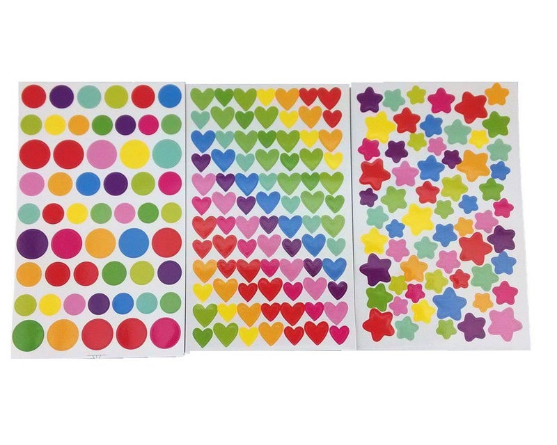 yueton 18 Sheets Colorful Heart Shape, Round Dots and Star Pattern Color Coding Labels Stickers - Image 2